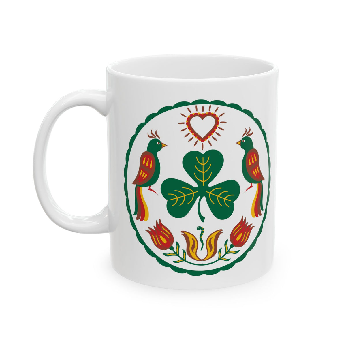 Luck of the Irish — Colorful Retro Bird & Floral 11oz/15oz Coffee Cup