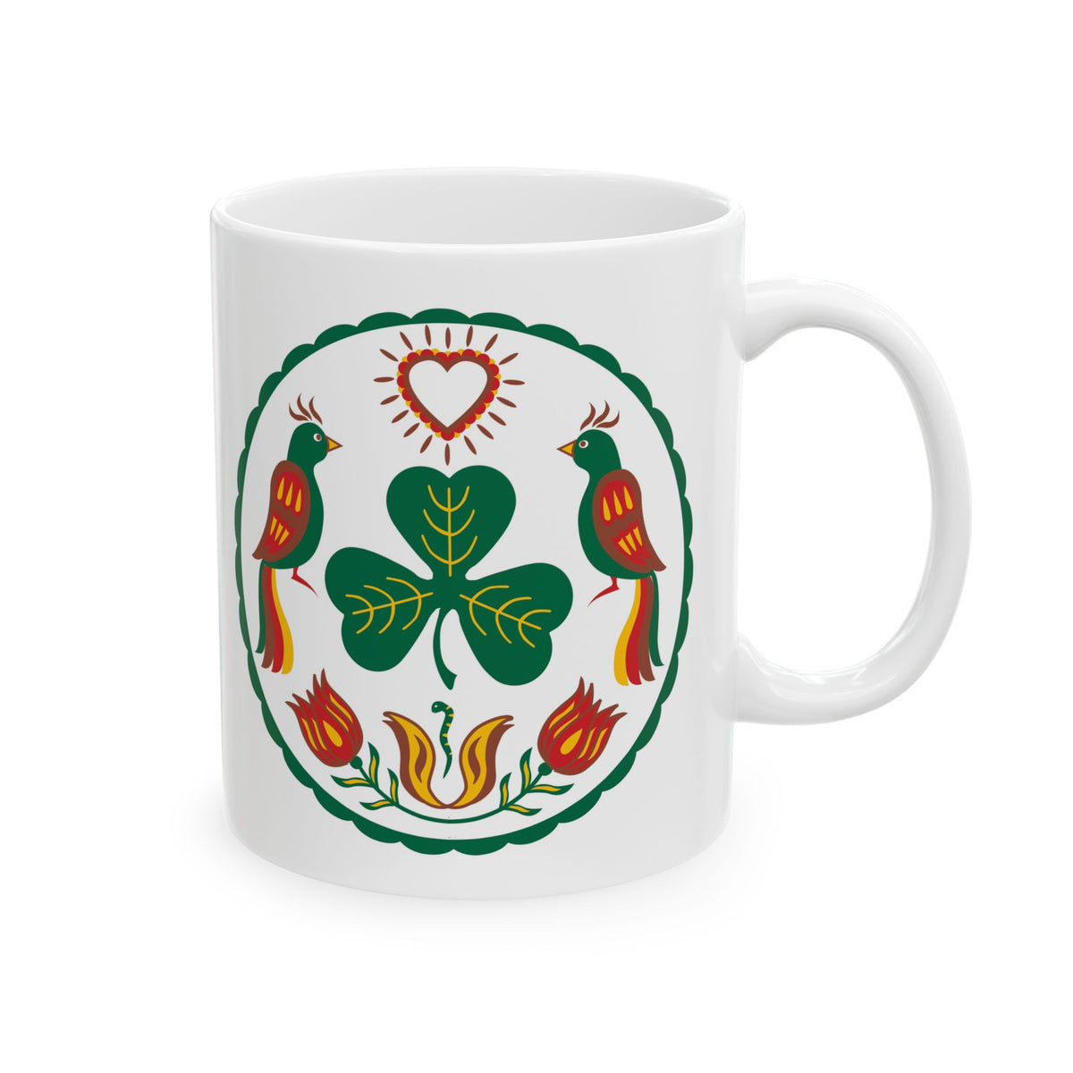 Luck of the Irish — Colorful Retro Bird & Floral 11oz/15oz Coffee Cup