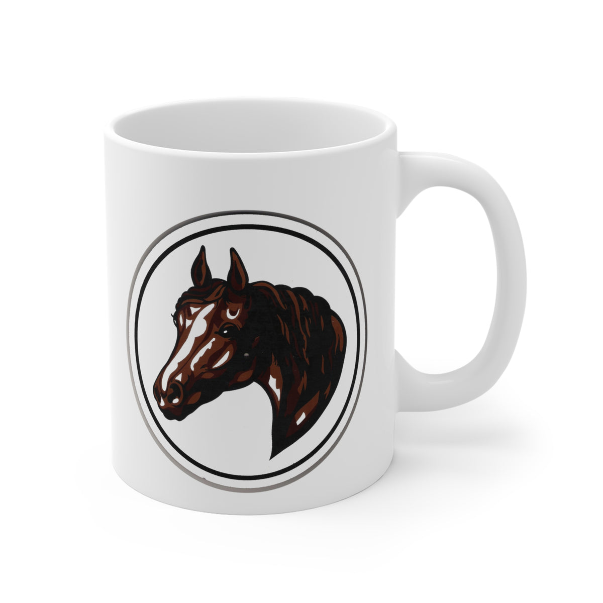 Horse Head Hex Coffee Mug — Brown Equine Portrait 11oz